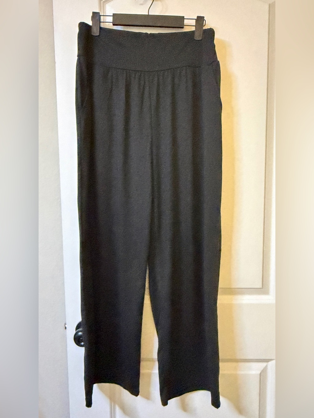 Women's Black Wide Leg Stretchy Pants 1X
